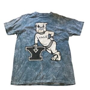 Yale University Handsome Dan Bulldog Graphic T-Shirt Blue Mineral Wash Mens M